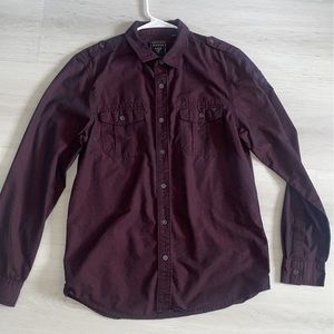 Guess Burgundy Long Sleeve Button Down